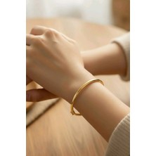 SS Selin Silver Sade Model Düz Kelepçe Modern Bileklik 925 Ayar Gümüş Kelepçe Bileklik