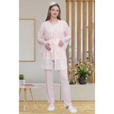 Alec Lingerie Mecit 6203 Pembe Sabahlıklı Lohusa Pijama Takımı