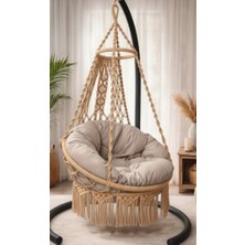 Tek Kişilik Makrome El Örgüsü Salıncak MİS38001BEJ (Sadece Salıncak)