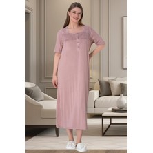 Alec Lingerie Büyük Beden Kadın Kısa Kollu Anne Gecelik %95 Viskon %5 Lycra