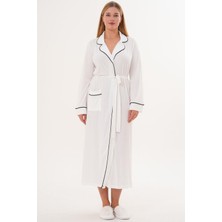 Alec Lingerie Mecit 6309 Ekru Kadın Uzun Sabahlık