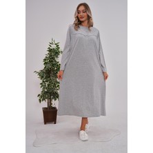 Alec Lingerie Mecit 6153 Gri Kadın Büyük Beden Gecelik