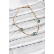 Ayder Timya 316L Çelik Gold Renkli Nazar Boncuk Model Kadın Bileklik - TJ-BB8164 TG/Tmya1395 226977