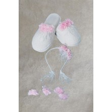 Alec Lingerie 0056 Pembe Çiçekli Hamile Lohusa Taç Terlik Seti