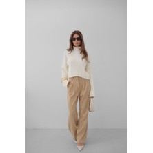 Rodez Bej Bel Katlamalı Palazzo Pantolon