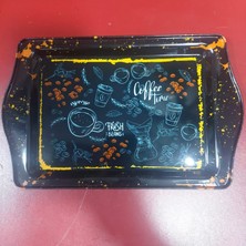 Es Dekor Küçük Temalı Metal Tepsi Genişlik 15,7cm Uzunluk 24,5cm 1 Adet