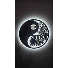 Elert Design Studio Yin Yang Ahşap LED Işıklı Tablo – El Yapımı Lazer Kesim Dekoratif Hediye Lamba