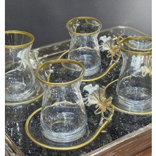 Assa Bazaar Paşabahçe Özel Seri 6’lı / 12 Parça Kelebek Desenli Çay Seti – Cam Bardak & Tabak Takımı