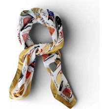 Hedea Renkli Kedilerin Yolu Saten Fular 70X70 cm