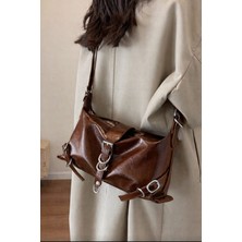 Özüm Takı Çanta Kadın Suni Dei Kol ve Omuz Çantası Kahverengi