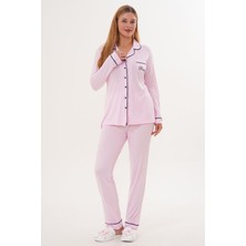 Alec Lingerie Mecit 6307 Pembe Boydan Düğmeli Kadın Pijama Takımı