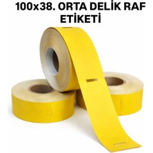 Zebra 100X38 350 Sarım Sarı Orta Delik Raf Etiket 10 Adet