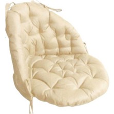 Wood Shut Krem Renk Makrome Salıncak Yastığı Minder Seti Krem (Oturma+ Sırt Dayama)