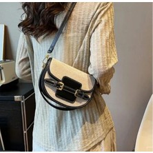 Özüm Takı Çanta Kadın Hasır Desenli Siyah Omuz Kol ve El Çantası