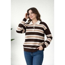 Kanoğlu Ticaret Kanoğlu Çizgili Polo Yaka Triko Kazak