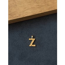 Aida Jewelss 14 Ayar Altın Kolye Ucu Füzyon 3 Boyutlu Z Harfi Altın Kolye Ucu