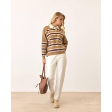 Kanoğlu Ticaret Kanoğlu Çizgili Polo Yaka Triko Kazak