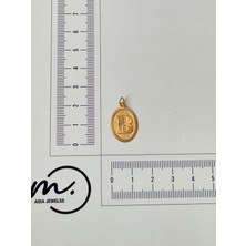 Aida Jewelss 14 Ayar Altın Kolye Ucu B Harfi Altın Kolye Ucu  Harfli Altın Kolye Ucu