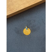 Aida Jewelss 14 Ayar Altın Maşallah Yazılı Altın Kolye Ucu Doğal Firuze Taşlı Şans Koruma Kolyesi