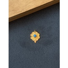 Aida Jewelss 14 Ayar Altın Yonca Modeli Kolye Doğal Taşlı Altın Şans Kolyesi