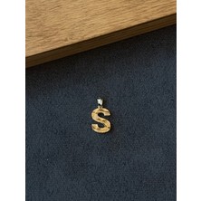 Aida Jewelss 14 Ayar Altın Kolye Ucu Füzyon 3 Boyutlu S Harfi Altın Kolye Ucu