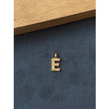 Aida Jewelss 14 Ayar Altın Kolye Ucu Füzyon 3 Boyutlu E Harfi Altın Kolye Ucu