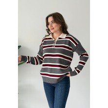 Kanoğlu Ticaret Kanoğlu Çizgili Polo Yaka Triko Kazak