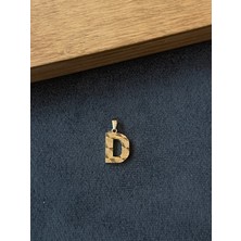 Aida Jewelss 14 Ayar Altın Kolye Ucu Füzyon 3 Boyutlu D Harfi Altın Kolye Ucu