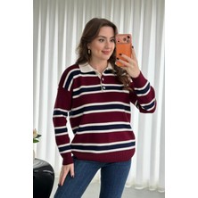 Kanoğlu Ticaret Kanoğlu Çizgili Polo Yaka Triko Kazak