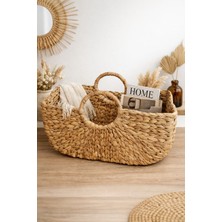 Dekorasyaa Hasır Kulplu Çok Amaçlı Sepet - Çanta - Organizer - 48X27X20CM