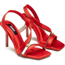 Dedos Özel Tasarım Yüksek Topuklu Fermuar Detaylı Saten Abiye Ayakkabı 5310