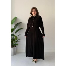 Kanoğlu Ticaret Kanoğlı Elara Düğme Detaylı Piliseli Şifon Elbise