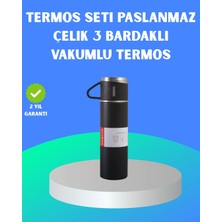Tuncel Store 304 Çelik Termos Seti | 2 Bardaklı, 500 Ml, Uzun Süre Isı Koruma