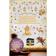 Kt Grup Şeffaf Görünümlü Çift Taraflı Ramazan Ayı Hoşgeldin Ramazan Kaligrafik Cam Duvar Süsleri Mega Boy Sticker Seti