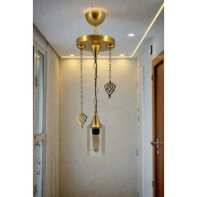Özbak Avize Osmanlı Motifli Tekli Gold Sarkıt Avize |bal Silindir Camlı Sarkıt| Klasik & Modern Dekoratif Aydınlatma