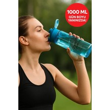 Open Home Concept 1 Litre - Okul Işyeri Spor Salonu Için Sızdırmaz Damlatmaz Su Matarası Mavi