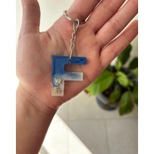 Cafirel Sedefli Mavi-Beyaz Renkli Deniz Temalı F Harfi Anahtarlık