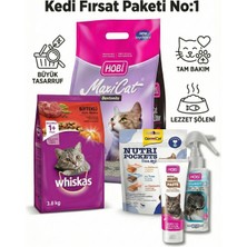 Marketis Kedi Fırsat Paketi No:1 - Whiskas 3.8kg, Gimcat Ödül ve Hobi Bakım Seti (5 Parça)