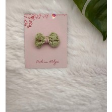 Parla'nın Atölyesi 0-3 Yaş Az Saçlı ve Saçsız Bebek Tokası Yeşil Fiyonk