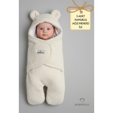 Babyden's 0-12 Ay Welsoft Peluş Bebek Dış Kundak ,uyku Tulumu ,ayıcık Kulaklı Içi %100 Pamuk Astarlı Battaniye