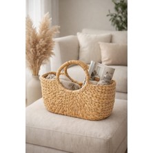 Dekorasyaa Hasır Kulplu Çok Amaçlı Sepet - Çanta - Organizer - 37X22X12CM
