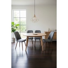 Todek Home Nora 4 Adet Sandalye - Nubuk Kumaşlı Sandalye | Modern Ahşap Ayaklı Yemek & Çalışma Sandalyesi | Minimal Tasarım