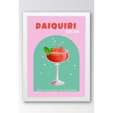 Daiquiri Temalı Renkli Çerçeveli Tablo – Modern Mutfak ve Bar Duvar Dekoru, Kokteyl Poster