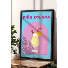 Pina Colada Temalı Renkli Çerçeveli Tablo | Modern Mutfak ve Bar Duvar Dekoru
