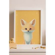 Modern Minimalist Tilki Portresi Çerçeveli Tablo - Bebek ve Çocuk Odası Şık Hayvan Duvar Dekoru