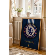 Chelsea Logolu Premium Tasarım Çerçeveli Tablo - Londra Mavisi Futbol Duvar Dekoru