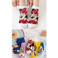 Worthy Socks 5 Çift Kadın Karikatürlü Pamuklu Moda Patik Çorap 5 Çift