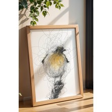 Modern Çizgi Sanatı Kuş Tasarım Çerçeveli Tablo - Sanatsal Minimalist Duvar Dekoru