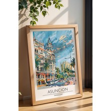 Paraguay Asuncion Temalı Çerçeveli Tablo Travel Serisi Modern Illüstrasyon Şehir Duvar Dekoru