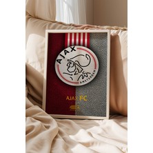 Ajax Amsterdam Logolu Premium Tasarım Çerçeveli Tablo - Hollanda Efsanesi Futbol Duvar Dekoru